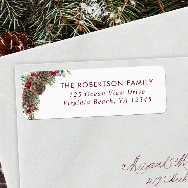 Rustic Pine Cones Winter Berries Return Address (Creator Uploaded)