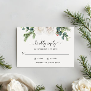 Rustic Pine Eucalyptus Greenery Boho Wedding RSVP Card