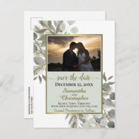 Rustic Pine & Eucalyptus Sage Save the Date Photo