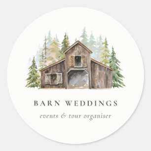 Rustic Pine Forest Barnyard Event Holiday Home Classic Round Sticker