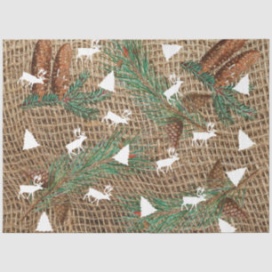 Rustic Pine Forest Christmas Tree Reindeer Tissue Paper