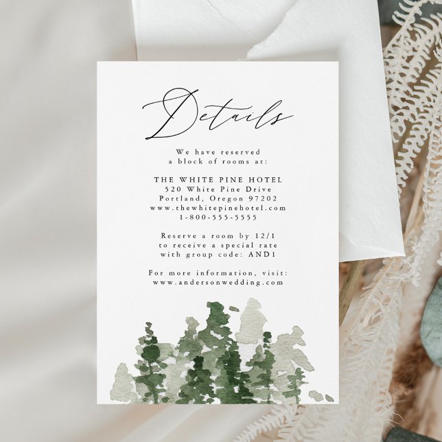 Rustic Pine Forest Détails du Mariage Carte de boî (Créateur téléchargé)