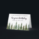 Rustic Pine Forest Husband Birthday  Card<br><div class="desc">Watercolor rustic pine trees happy birthday card. Customizable</div>