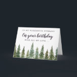 Rustic Pine Forest Husband Birthday  Card<br><div class="desc">Watercolor rustic pine trees happy birthday card. Customizable</div>
