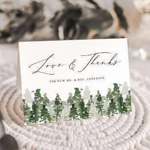 Rustic Pine Forest Love & Wedding Thank You Card