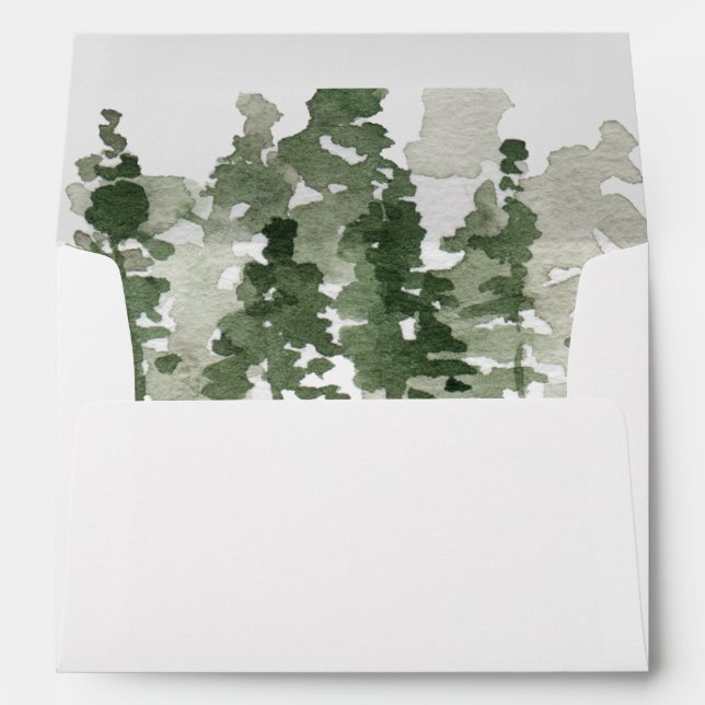 Rustic Pine Forest Personalized Wedding Envelope (Back (Bottom))