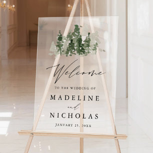 Rustic Pine Forest Wedding Welcome Frosted Acrylic Sign