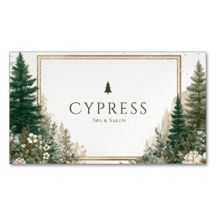Rustic Pine Forest Winter Woodland Magnetic Business Card