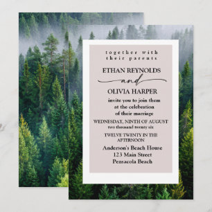 Rustic Pine Forest Woodland Wedding Invitation
