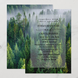 Rustic Pine Forest Woodland Wedding Invitation