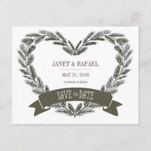 Rustic Pine Heart Save the Date Card