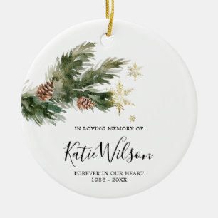 Rustic Pine Leaf In Loving Memory Ornament