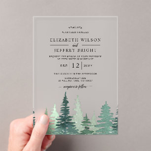 Rustic Pine Mountains Wedding Acrylic Invitations