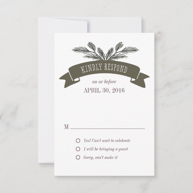 Rustic Pine Needle Response Card (Front)