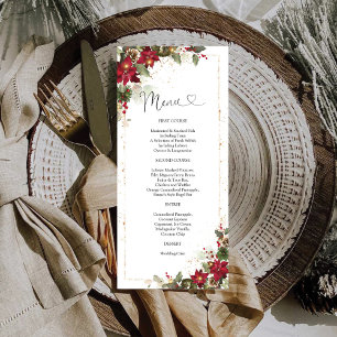 Rustic Pine Poinsettia Floral Wedding Menu