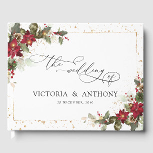 Rustic Pine Poinsettia Mariage livre d'hôtes