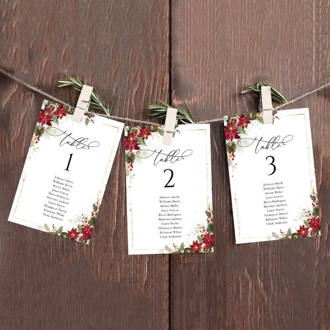 Rustic Pine Poinsettia Wedding Seating Chart Card (Creator Uploaded)