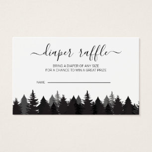 Rustic Pine Tree Baby Shower Diaper Raffle Cards