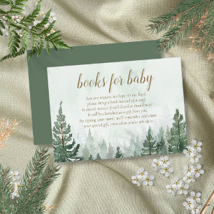 Rustic Pine Tree Forest Books For Baby Enclosure Card