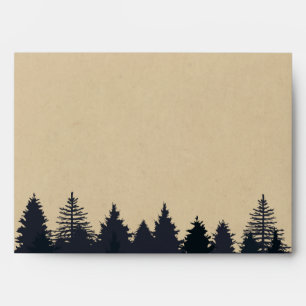 Rustic Pine Tree Forest Kraft Wedding 5x7 Envelopes