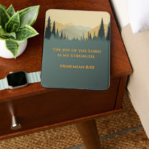Rustic Pine Tree Forest Mountain & Bible Verse