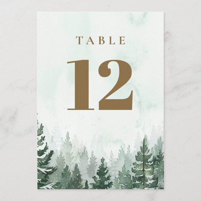 Rustic Pine Tree Forest Table Numbers (Front)
