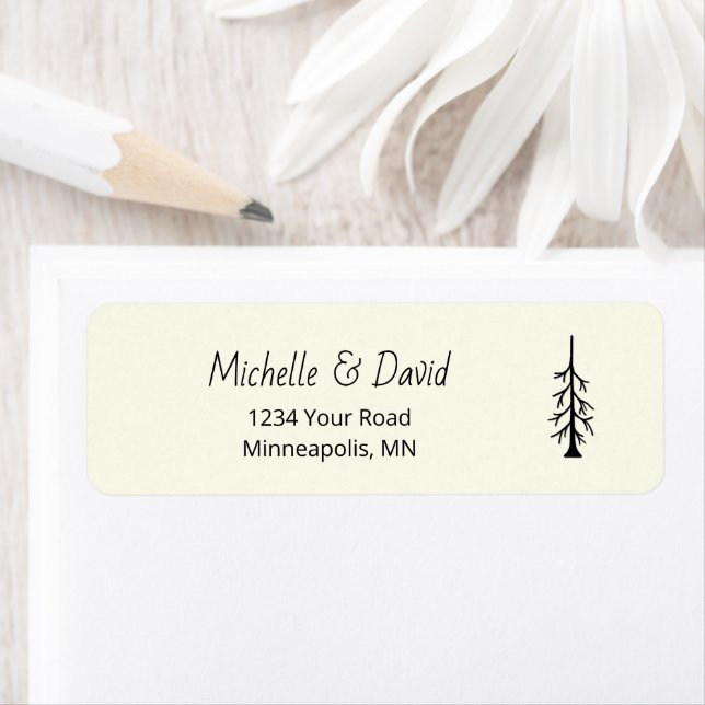 Rustic Pine Tree Ivory Wedding Return Address (Insitu)