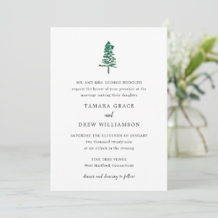 Rustic Pine Tree Modern Wedding Invitation