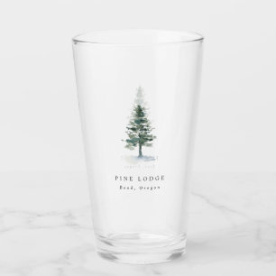 Rustic Pine Tree Motel Business Guest Glass