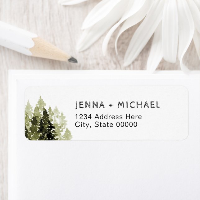 Rustic Pine Tree Mountain Return Address Label (Insitu)