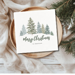 Rustic Pine Tree Personalized Christmas  Napkin