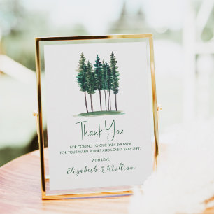 Rustic Pine Trees Baby Shower Thank You Card