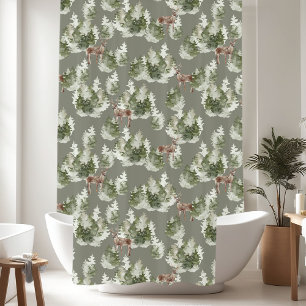 Rustic Pine Trees Deer Pattern