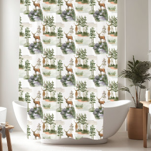 Rustic Pine Trees Deer pattern