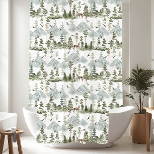 Rustic Pine Trees Deer Pattern