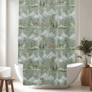 Rustic Pine Trees Deer Pattern