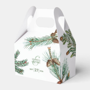 Rustic Pine Trees Forest Greenery Wedding Favor Box