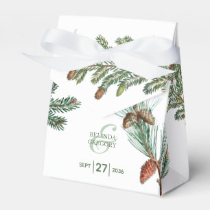 Rustic Pine Trees Forest Greenery Wedding Favour B Favor Box
