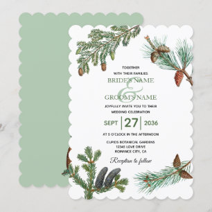 Rustic Pine Trees Forest Greenery Wedding Invitation