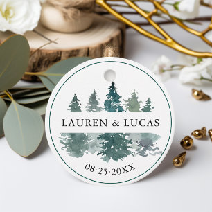Rustic Pine Trees Forest Thank You Wedding Favour Tags