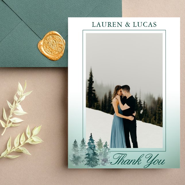 Rustic Pine Trees Forest Thank You Wedding PHOTO (Creator Uploaded)