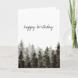 Rustic Pine Trees  Happy Birthday Card