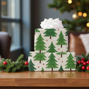 Rustic Pine Trees Holiday Woodland  Wrapping Paper