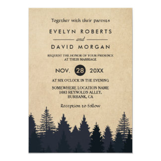 Rustic Pine Trees Kraft Winter Wedding Invitation Rustic Pine Trees Kraft Winter Wedding Invitation