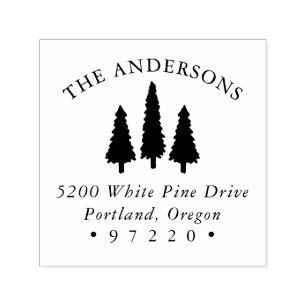 Rustic Pine Trees Return Address Self-inking Stamp
