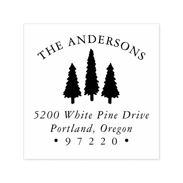 Rustic Pine Trees Return Address Self-inking Stamp (Design)