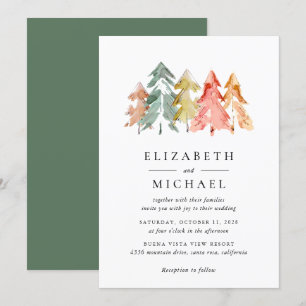Rustic Pine Trees Watercolor Invitation