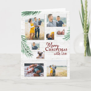Rustic Pine Washed Wood Holiday Collage Card