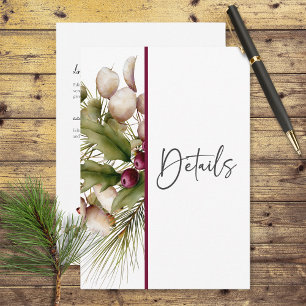 Rustic Pine Winter Bouquet Wedding Details Enclosure Card