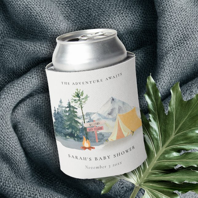 Rustic Pine Woods Camping Mountain Baby Shower Can Cooler (Creator Uploaded)